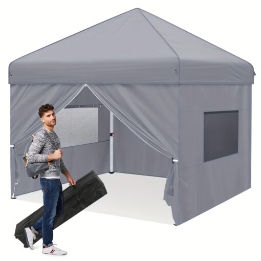 Pop Up Gazebo 2.5m X 2.5m/3m X With Mesh Windows And Roller Bag, Heavy Duty Gazebo With 4 Detachable Sides Waterproof And Uv Protection For Camping,