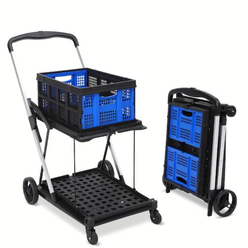 Portable Double Folding , Multi-function Cart, Collapsible Multi-function Cart For Office, Warehouses, Home, Restaurant, 200 Lb Load Capacity