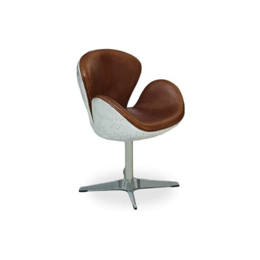 Privatefloor - Armchair with Armrests - Aviator Style - Leather and Metal - Aviator