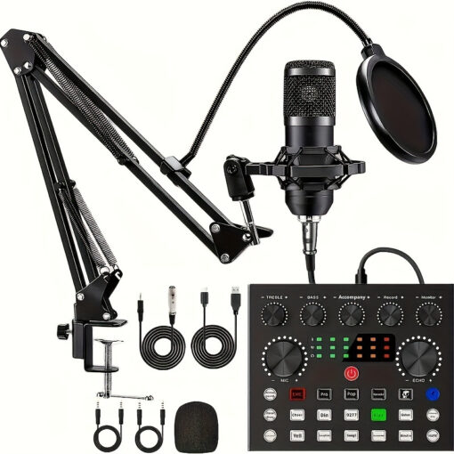 Professional Audio Mixer, Podcast Equipment Kit, Capacitive Microphone With Stand, Suitable For Pc, Laptop, Smartphone, Game Recording, Streaming ,