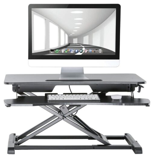 ProperAV Two-Tier Stand-Up Desk Workstation - Black