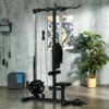 Pull Up Station With Adjustable Seat, Power Tower For Chin Up, Lat Pull Down Exercises, Multi-function Fitness Equipment With Flip-up Footplate, For