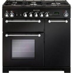 RANGEMASTER Kitchener KCH90DFFBL/C Dual Fuel Range Cooker - Black & Chrome, Black