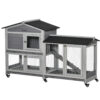 Rabbit Hutch Outdoor With Run Guinea Pig Hutch 2-tier Bunny Cage W/ Wheels Plastic Tray 157.4 X 53 X 99.5 Cm