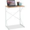 Relaxdays - Small Laptop Desk, Compact Computer Table, Home Office, Small, HxWxD: 75 x 60 x 40 cm, mdf & Metal, White