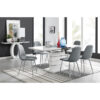 Renne Modern High Gloss Extendable Dining Table Set With 6 Luxury Faux Leather Dining Chairs