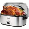 Roaster Oven, 24 Quart Roaster Oven With Viewing Self-basting Lid, Large Electric Turkey Roaster Oven With Defrost & Warm Function, Adjustable