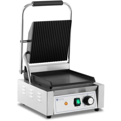 Royal Catering - Electric Contact Grill Panini Press Sandwich Grill Ribbed + Flat 1,800 w