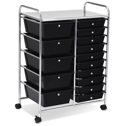 Safstar 15 Drawer Rolling Organizer Cart Utility Storage Tools Scrapbook Paper Multi-use