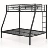 Safstar Twin Over Full Metal Bunk Bed With Integrated Ladder Full-length Guardrail Black