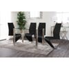 Salle Modern Contemporary Glass and Metal Dining Table Set With 4 Modern Design Faux Leather Chairs