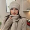 Scarf And Beanie Set Cashmere Knitted Unisex Winter Accessories Warm And Fashionable Or