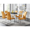 Scottsmoor High Gloss Halo Dining Table Set & 6 Luxury Faux Leather Dining Chairs - Modern Design