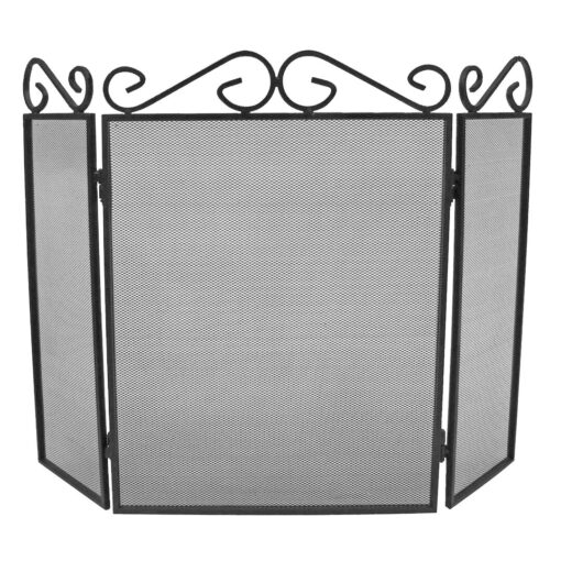 Scroll Top 3 Panel Steel Fireplace Screen