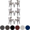 Set of 6 Oxford lux Velvet Dining Chair - Upholstered Chair for Dining Room, Kitchen - Light Grey