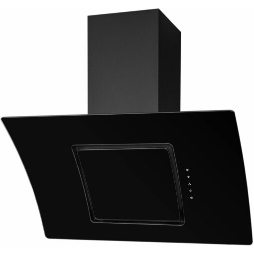 Sia 90cm Touch Control Black Angled Curved Glass Cooker Hood Kitchen Extractor