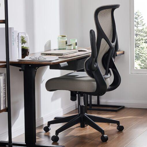 Smug Ergonomic Office Desk Computer Chair, Comfy Swivel Big And Tall Gaming Mesh With Wheels, Lumbar Support, Adjustable Flip-up Armrests, 120°tilt