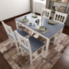 Solid Wooden Dining Table and 4 Chairs Set Dining Kitchen Furniture Natural Pine Grey - Elegant