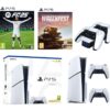 Sony PlayStation 5 (Model Group - Slim), EA Sports FC 25, Wreckfest, DualSense Wireless Controller (White) & Twin Docking Station Bundle, White