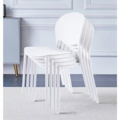 Stoker Dining Chairs Set of 4, Stackable White Dining Chairs, Plastic Chairs, Assembly Free Dining Chairs, Office Plastic Chair, Chairs for Dining