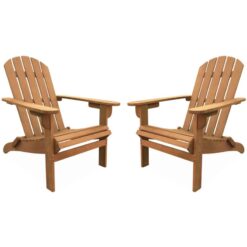 Sweeek - Pair of wooden garden deck chairs, Adirondack Salamanca x2, Natural, 69x88.5x90 cm