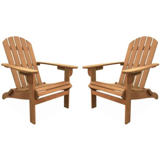 Sweeek - Pair of wooden garden deck chairs, Adirondack Salamanca x2, Natural, 69x88.5x90 cm