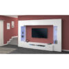 TV wall unit Dberard, with 6 doors and LED light, 100% Made in Italy, cm 290x40h191, Glossy white