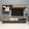 TV wall unit Dmalavas, Living room composition,180x35h40 cm, Walnut and White Marble