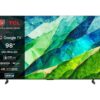 Tcl 98C855K 98" Smart 4K Ultra HD HDR Mini LED TV with Google Assistant & Amazon Alexa, Silver/Grey