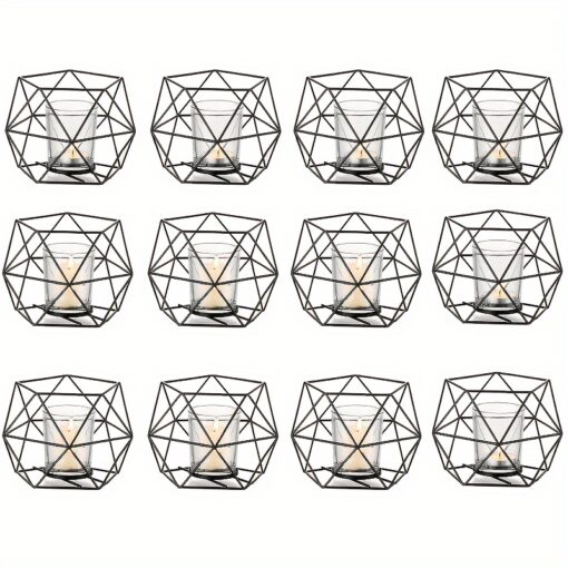 Tealight Holder Geometric Geometric Candle Holder Metal Wire Iron Votivecandle Stand Holders Bulk With Glass Cup For Centerpieces Wedding Christmas