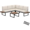 Tectake - Garden Furniture Set Eliar - corner sofa with table, aluminium frame, thick cushions - outdoor lounge, Patio lounge, garden furniture set