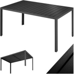 Tectake - Garden Furniture Table Bianca - aluminium, wood look, 150 x 90 x 74.5 cm - outdoor table, patio table, garden dining table - black/black