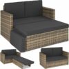 Tectake - Garden Sofa Corfu - 2 seater sofa, stool sun lounger, thick cushions - garden sofa, outdoor sofa, garden sofa set - nature