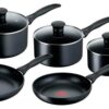 Tefal Induction 5 Piece Aluminium Pan Set - Black