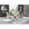 Tierra Modern Chrome Metal & Glass Round Dining Table Set with 4 Modern Faux Leather Chairs