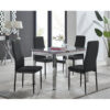 Tierra Modern Glass & Metal Extendable Dining Table Set & 4 Luxury Faux Leather Dining Chairs