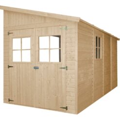 Timbela - Wooden Garden Shed - Lean-To Shiplap Wooden Shed H243 x 216 x 416 cm / 8 m2 - 17 mm planks - Bike shed, Garden outdoor workshop space M340