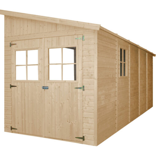 Timbela - Wooden Garden Shed - Lean-To Shiplap Wooden Shed H243 x 216 x 513 cm / 10 m2 - Sheds and Outdoor Storage - 17 mm planks - Bike shed, Garden