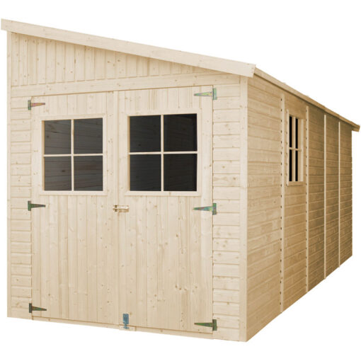 Timbela - Wooden Garden Shed - Lean-To Shiplap Wooden Shed H244 x 218 x 514 cm / 10 m2 - Sheds and Outdoor Storage - 17 mm planks - Bike shed, Garden