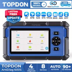 Topdon Ad600s Obd2 Scanner Car Diagnostic Tool For Abs/srs/at/engine, 8 Reset Services, Oil/brake/bms/sas/dpf/tpms Reset/abs Bleeding/throttle