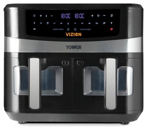 Tower T17100 Vortx Vizion Dual Basket 9L Air Fryer - Black