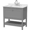 Traditional Furniture Floor Standing 1 Drawer Vanity & 1 Tap Hole Marble Worktop & Basin, 800mm, Cool Grey