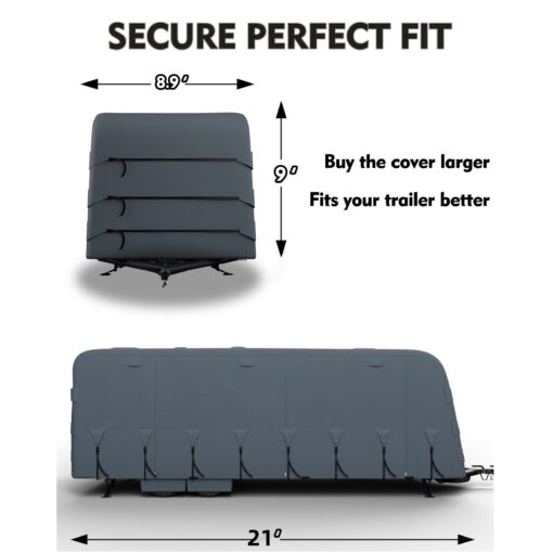 Travel Trailer Camper Rv Cover Extra-thick 6 Layers With Reinforced Windproof Side-straps Anti-uv Water-resistance Heavy Duty For Motorhome (fits 24'