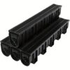 Trench Drain System, Channel Drain With Plastic Grate, 5.9x7.5-inch Hdpe Drainage Trench, Black And Garden Drain, 4x39 Trench Drain Grate, With 4 End