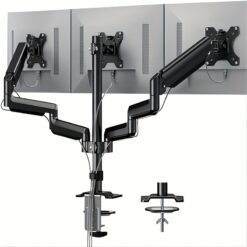 Triple Monitor Mount For 13-27 Inch Computer Screens, With Gas Springs System And Gas Springcore Arm Holds 17.6lbs, 3 Monitor Stand Desk Mount With