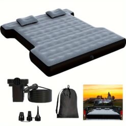 Truck Bed Air Mattress Inflatable Pickup Air Bed - For 5.5-5.8ft Full-size Short Truck Beds With 16.4ft Car Air Pump Cord & Air Pillows & Carry Bag