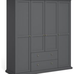 Tvilum Paris 4 Door 2 Drawer Wardrobe - Grey