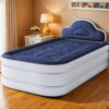 Twin Xl Size Air Bed With Integrated Pump And Headboard, 18-inch Mattress Including Extra Inflation Valve, Carry Bag, And Repair Kit, Ideal For