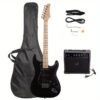 Ubesgoo Beginners 39" Stylish Electric Guitar With Amplifier, Guitar Bag, Black