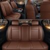 Universal 5 Seat Car Seat Cover Full Set Luxury Faux Leather Waterproof Front Rear Cushion Protector Interior Decor Use For Most